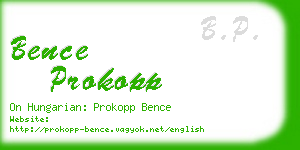 bence prokopp business card